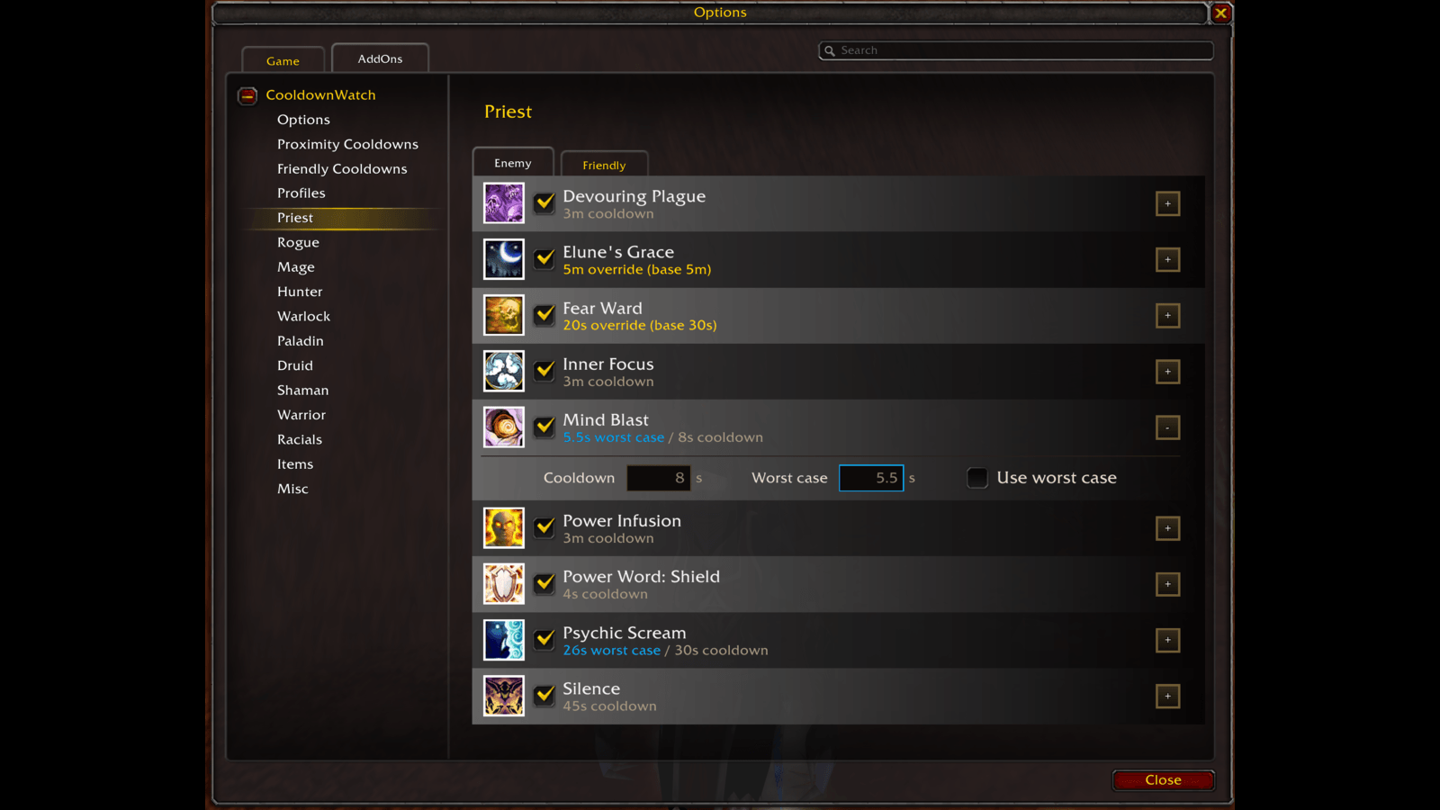 Thumbnail Enemies with the right talents or gear get their cooldowns back faster. Assume the worst case per spell or globally, or type the exact number yourself.