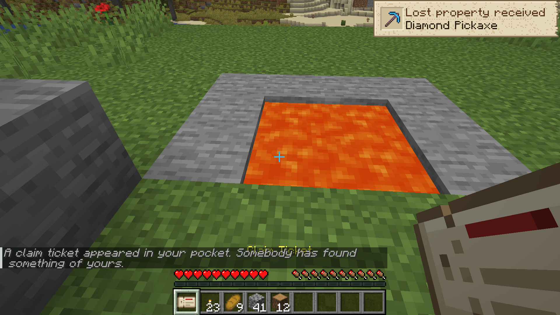 Thumbnail Drop a diamond pickaxe in lava and the Lost & Found writes it down. A claim ticket appears in your pocket.