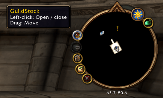 Thumbnail Left-click the chest to open or close GuildStock. Drag the minimap button to reposition it.