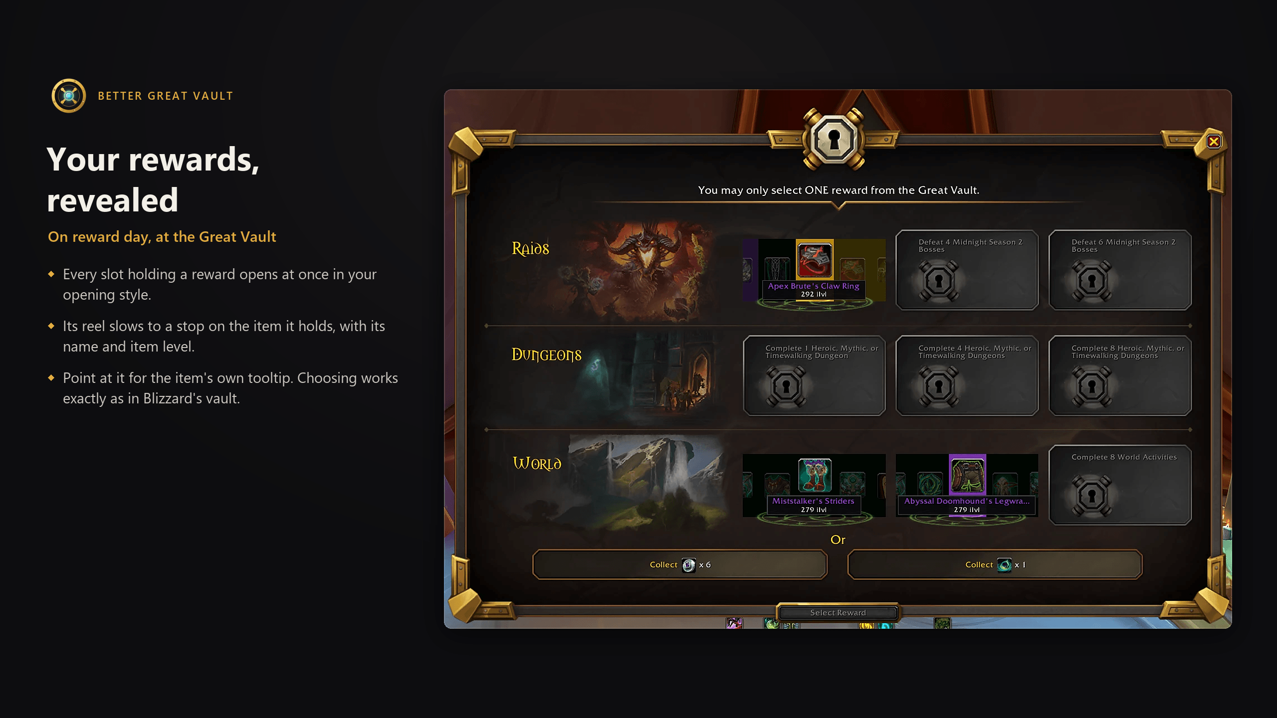 Your rewards revealed at the Great Vault