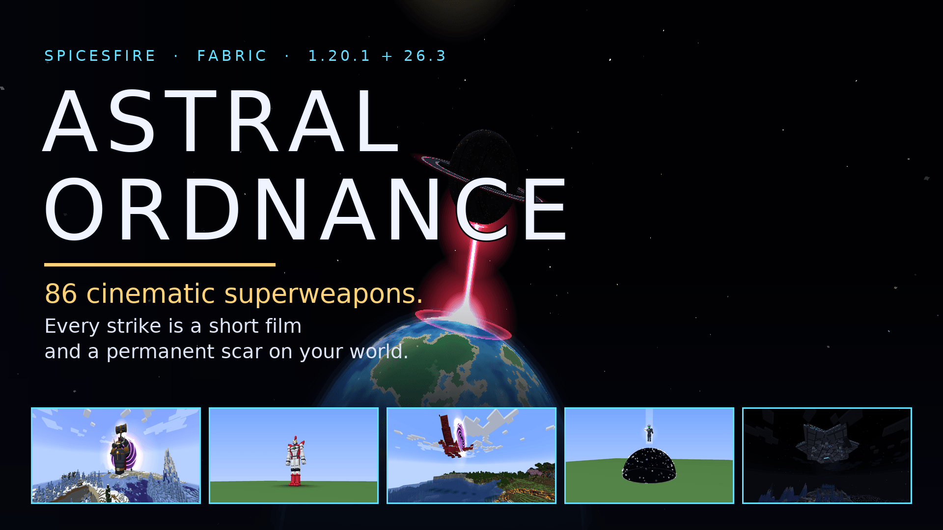 86 cinematic superweapons. Every strike is a short film and a permanent scar on your world.