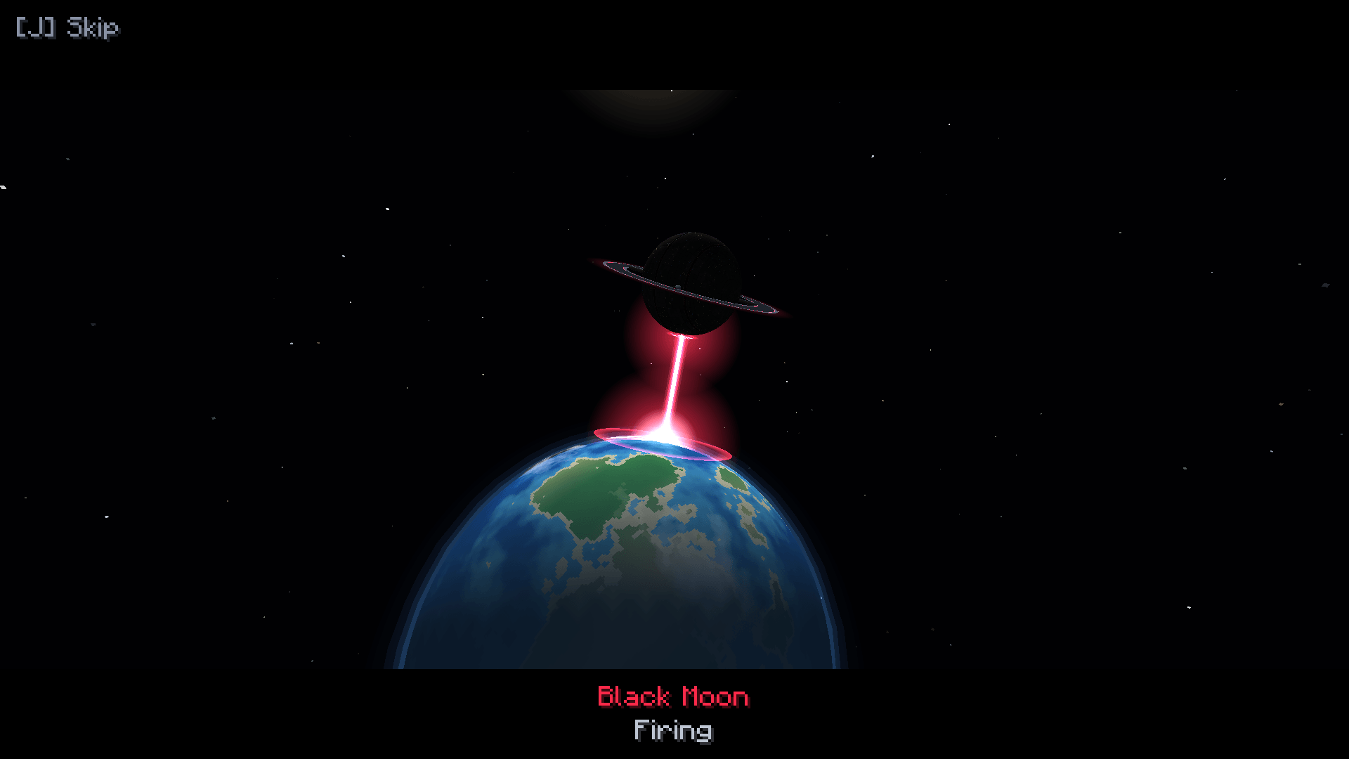 A ringed station the size of a moon parks beside the world and shoots straight through it.