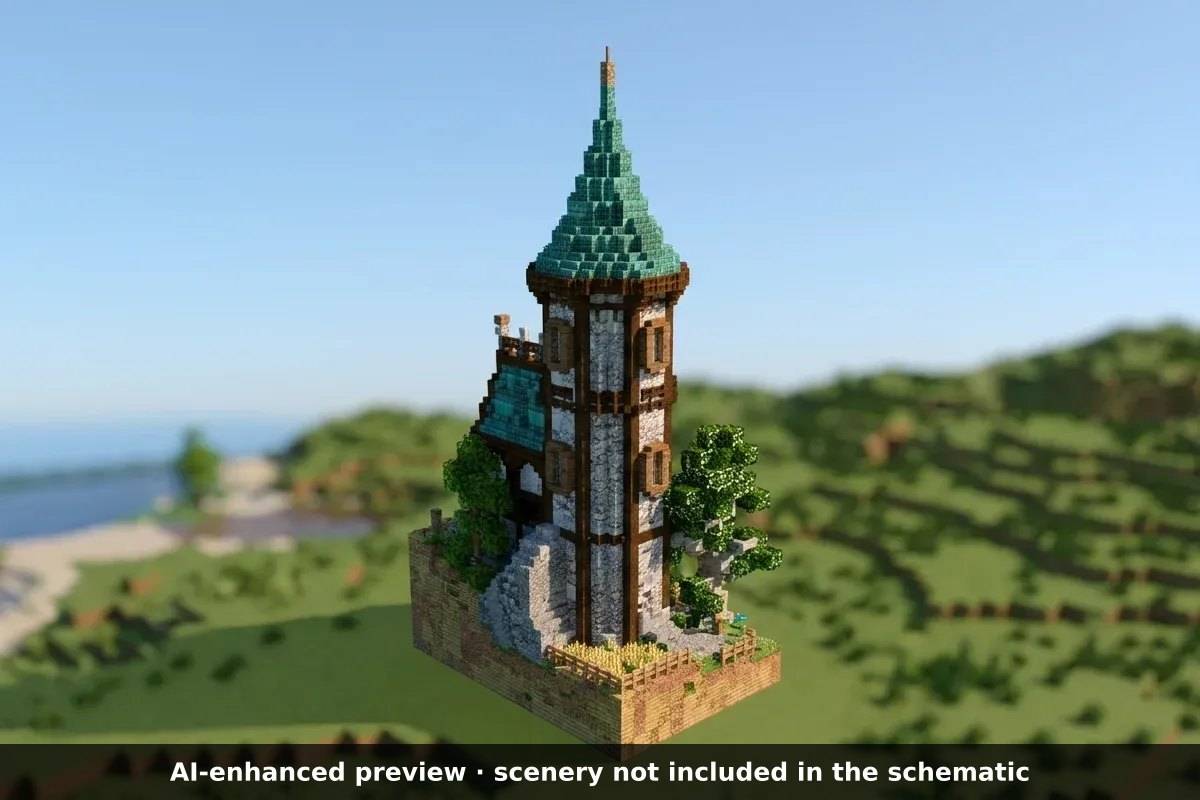 AI-enhanced preview: the scenery around the build is not part of the download.