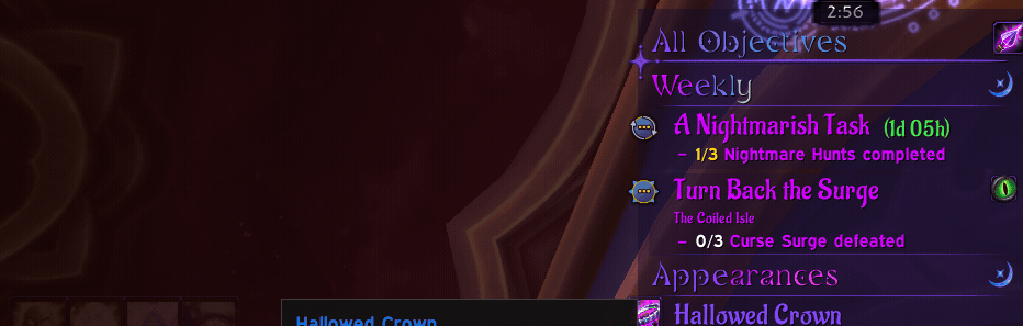 A typewriter style description panel reads from the quest log, no more needing to open the map to reread that extra info.