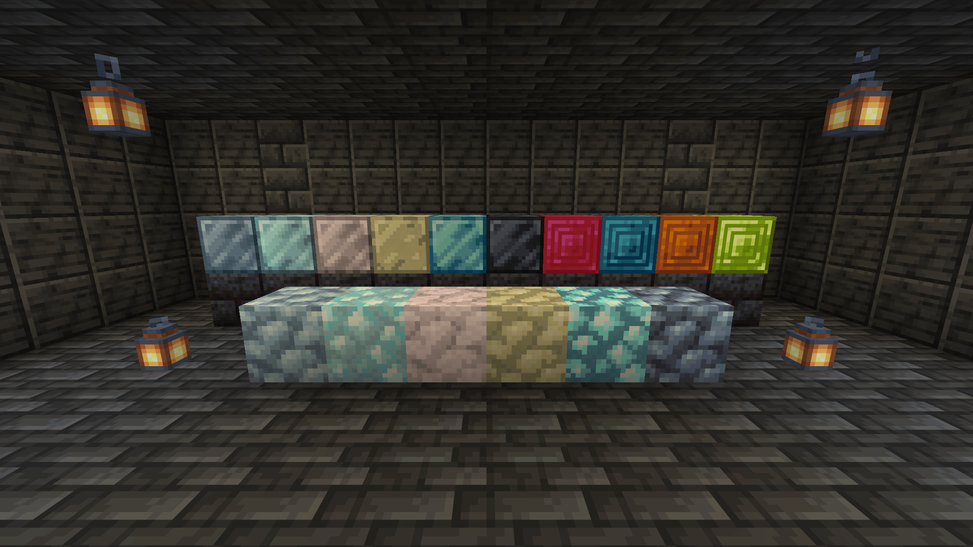 Every metal and gem packs into a storage block, and the raw ores pack into raw blocks too.
