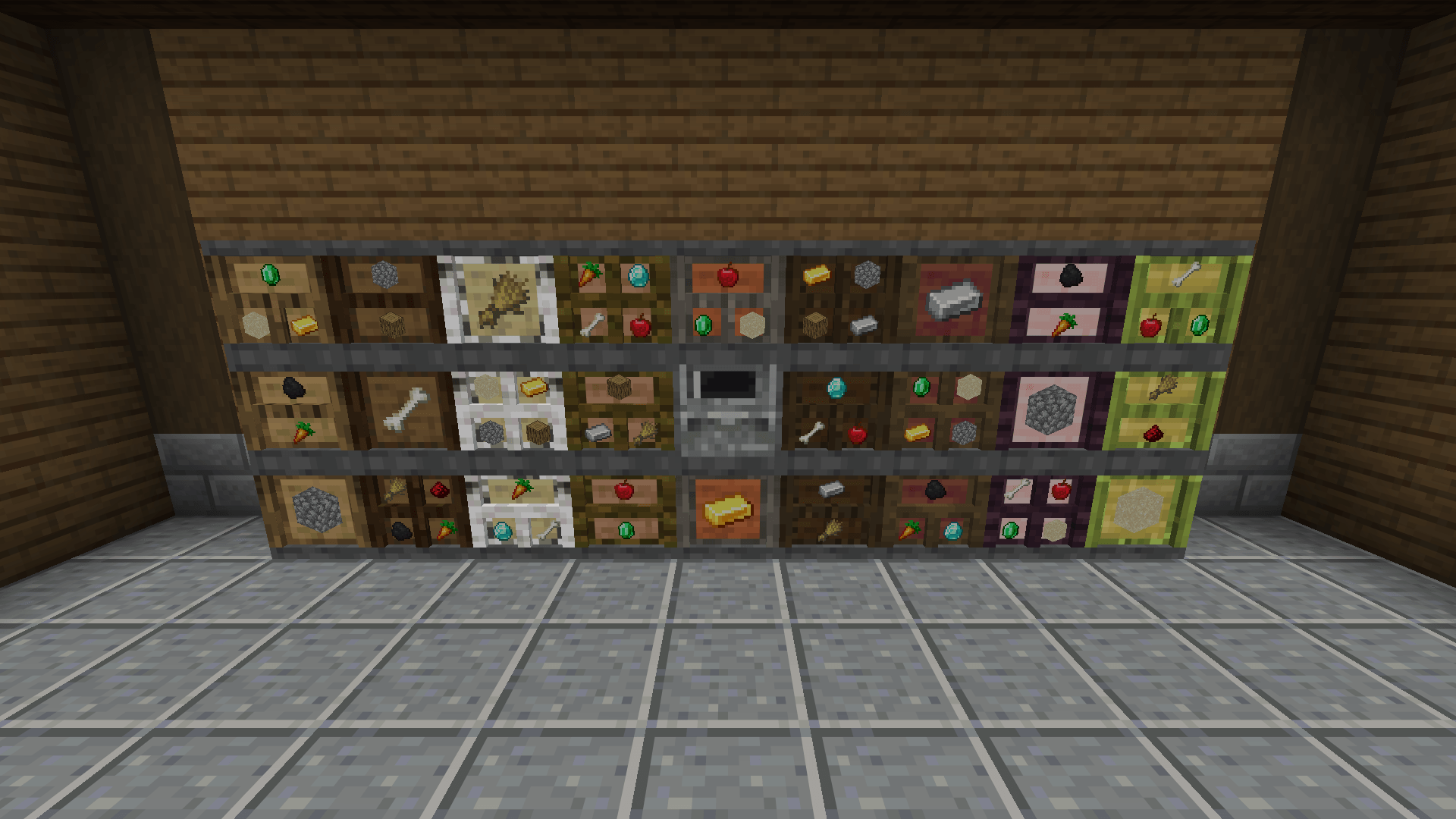 Thumbnail A wall of crates in every wood and layout, joined by a crate controller in the middle.