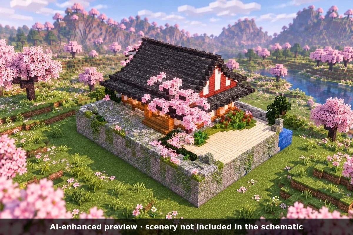 AI-enhanced preview: the scenery around the build is not part of the download.