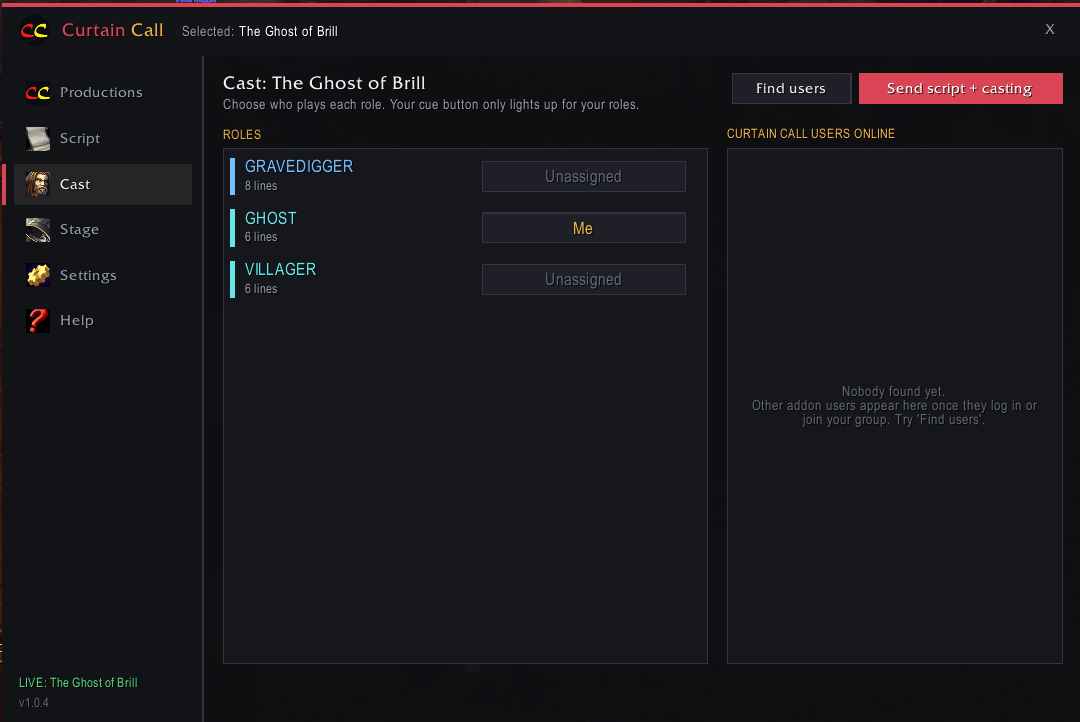Manage your cast and assign specific roles.