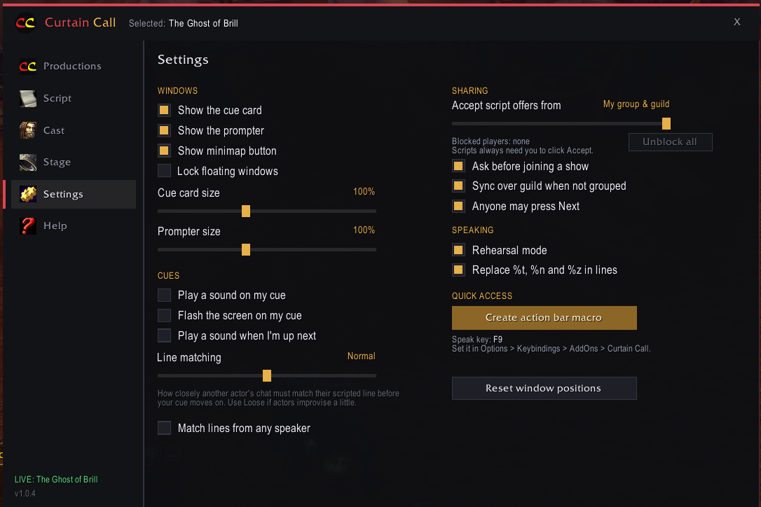 Adjust prompter or cue card size and set cues to your preferences along with other settings you may want to change!