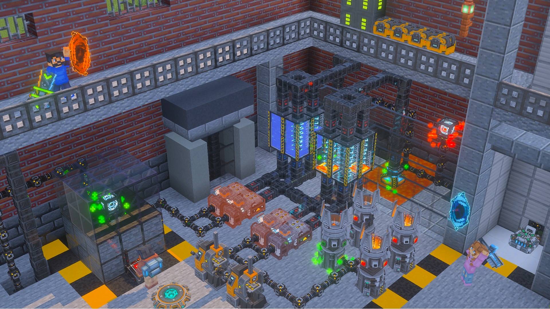 Pipes, tanks, teleporters and portals working together.