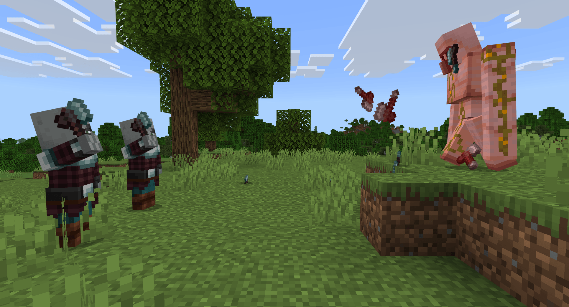 Thumbnail Marauders hurl spinning hatchets at an iron golem. Kill one for a rare chance at the Platinum Infused Hatchet, a throwable axe of your own.