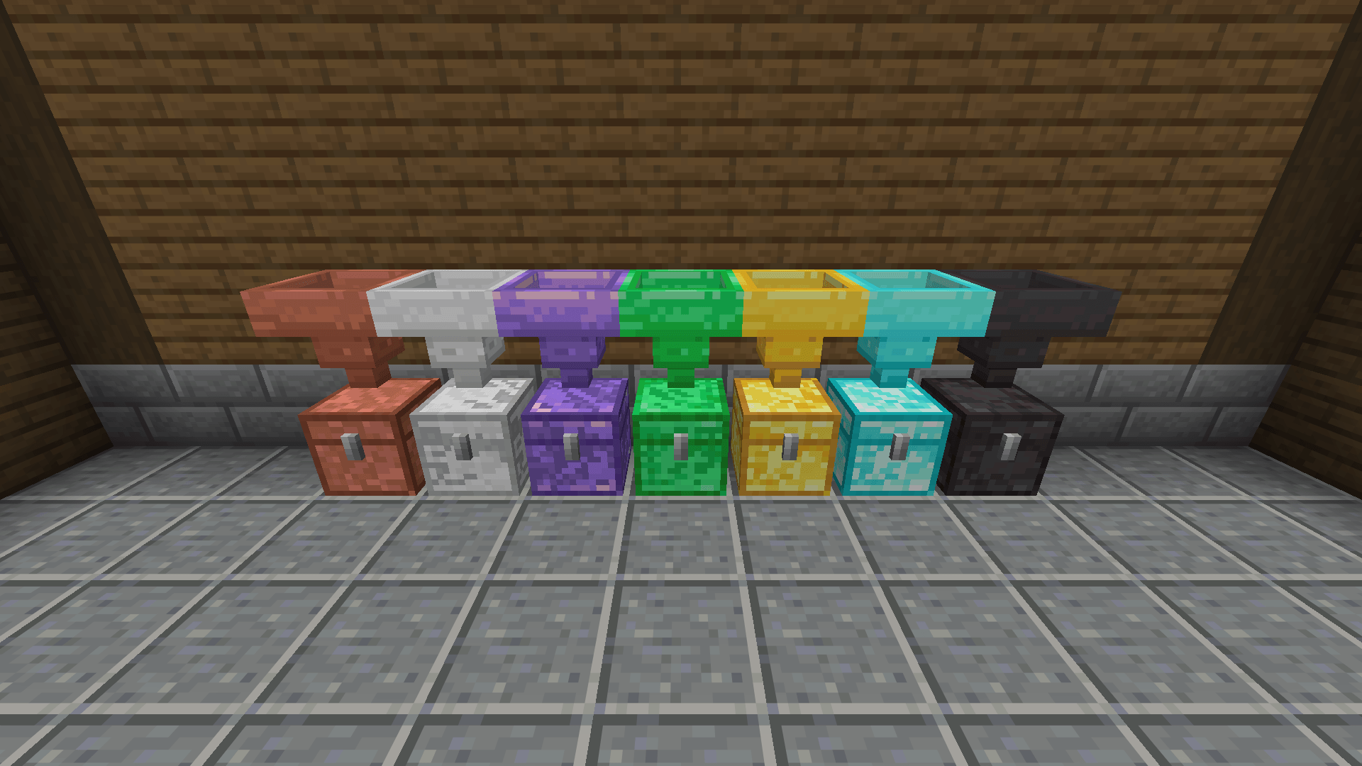 Material hoppers feeding chests.
