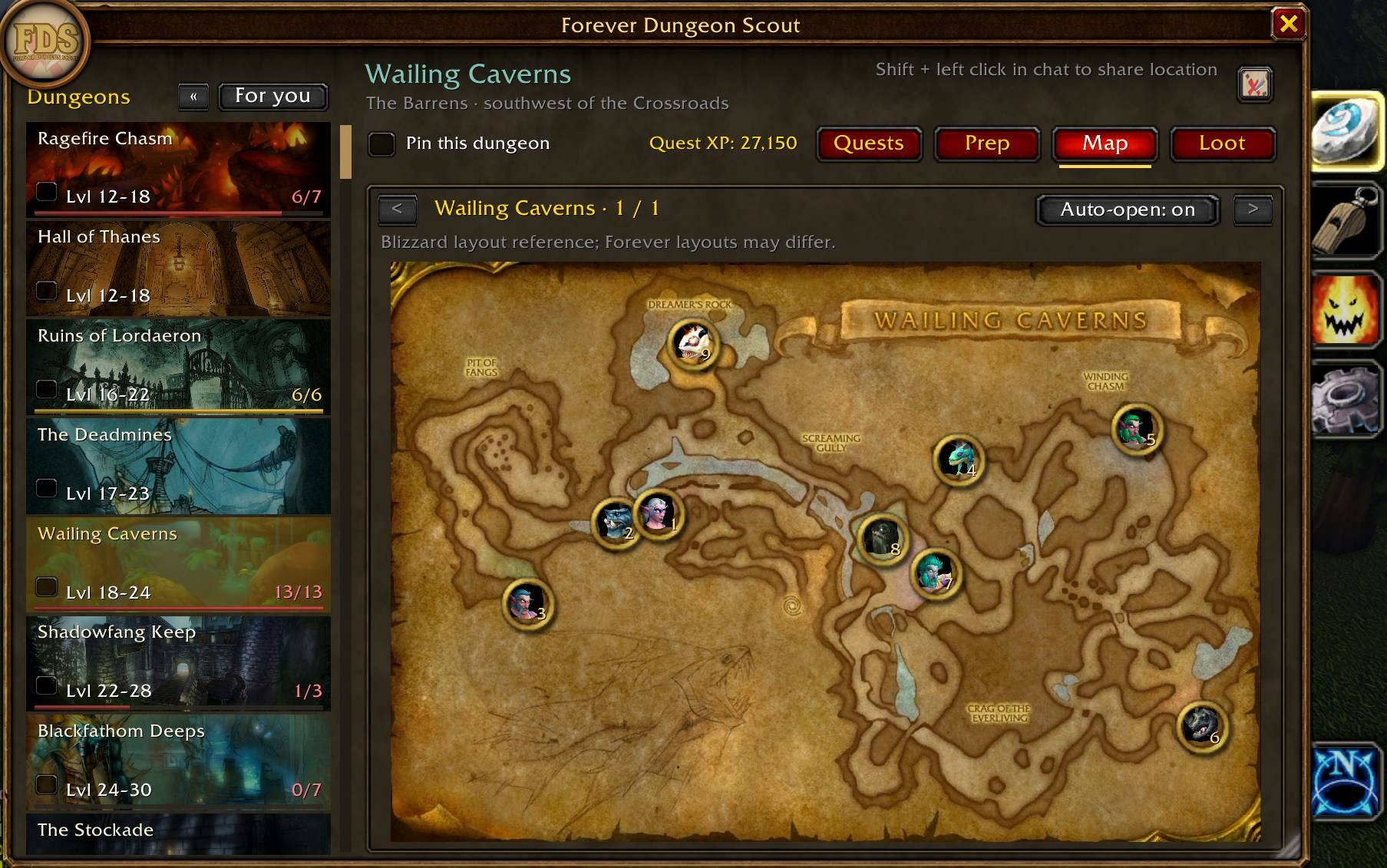 Thumbnail Dungeon map with boss locations