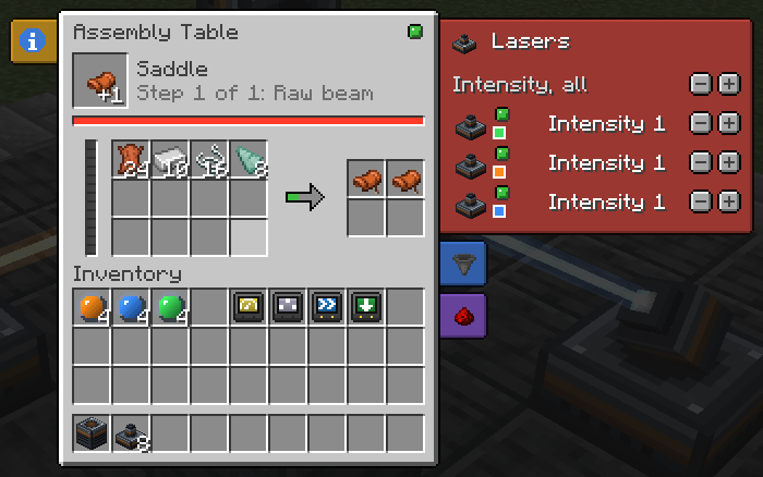 The table and its lasers