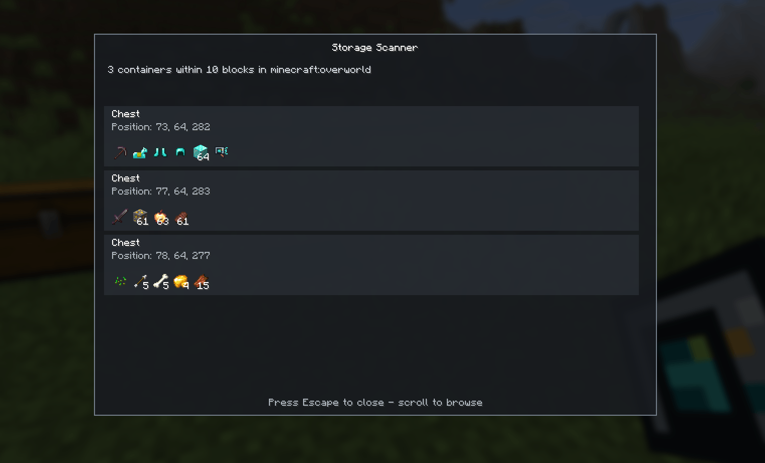 Storage Scanner MVP interface