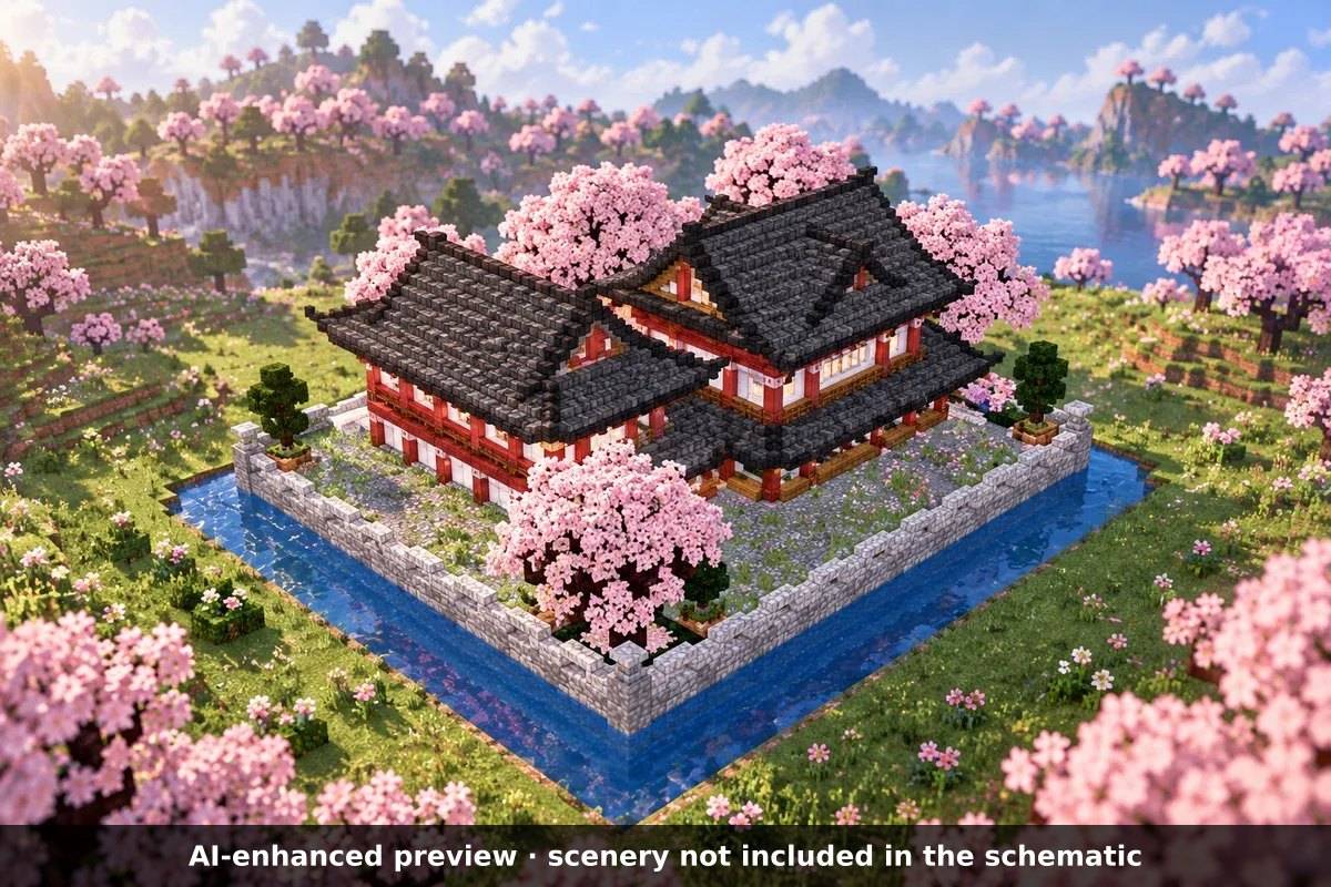 AI-enhanced preview: the scenery around the build is not part of the download.