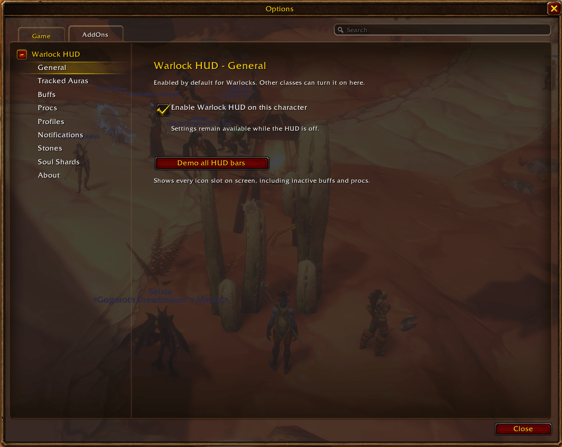 Thumbnail Enable Warlock HUD for this character and start the temporary on-screen demo of every HUD bar.