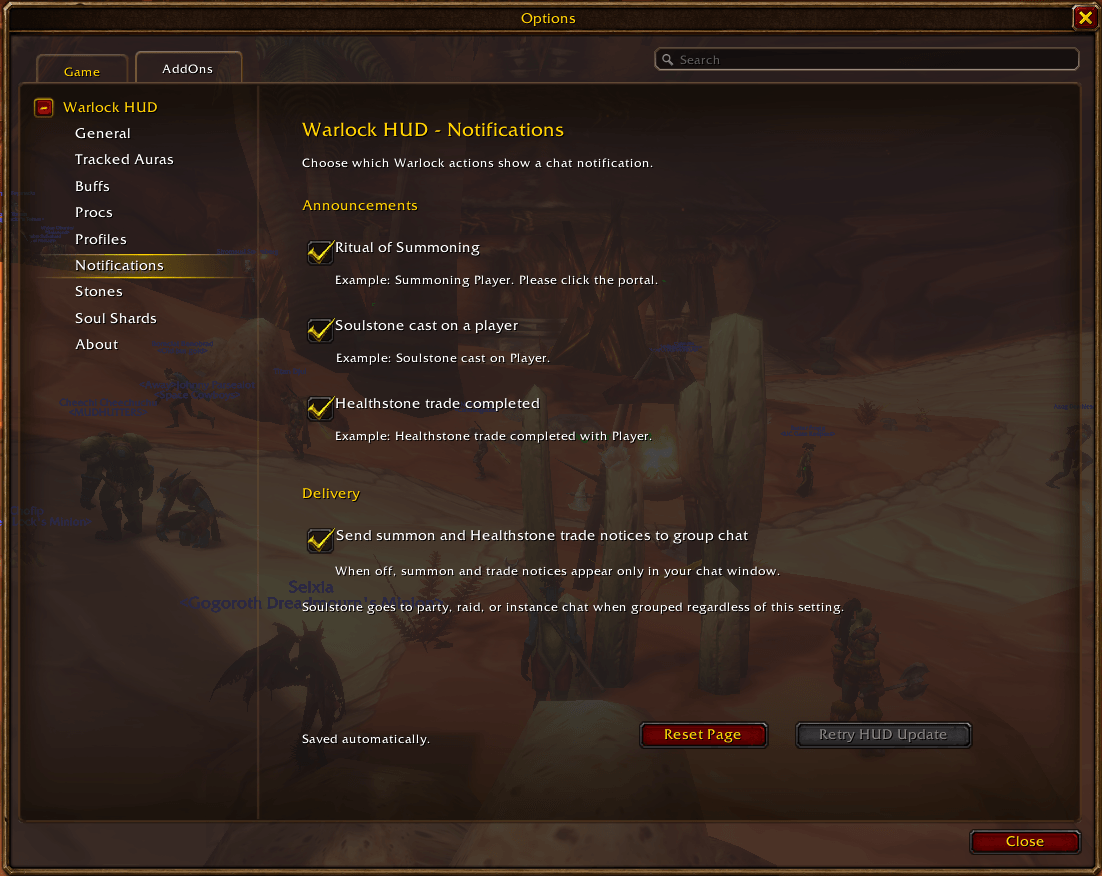 Thumbnail Choose summon, Soulstone, and completed Healthstone trade notices and where eligible notices are sent.