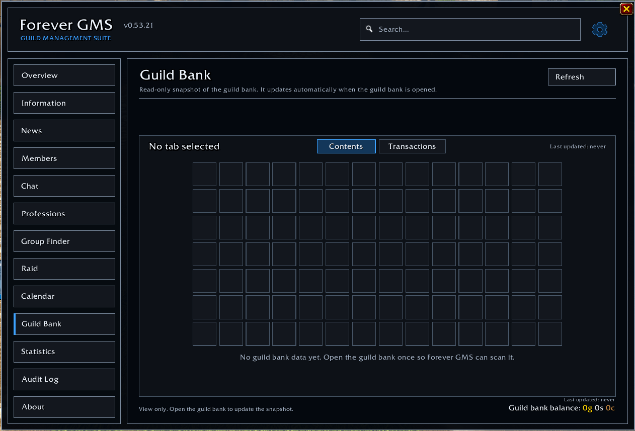 Thumbnail If somebody with the addon opens the guild bank, it will create a snapshot of it