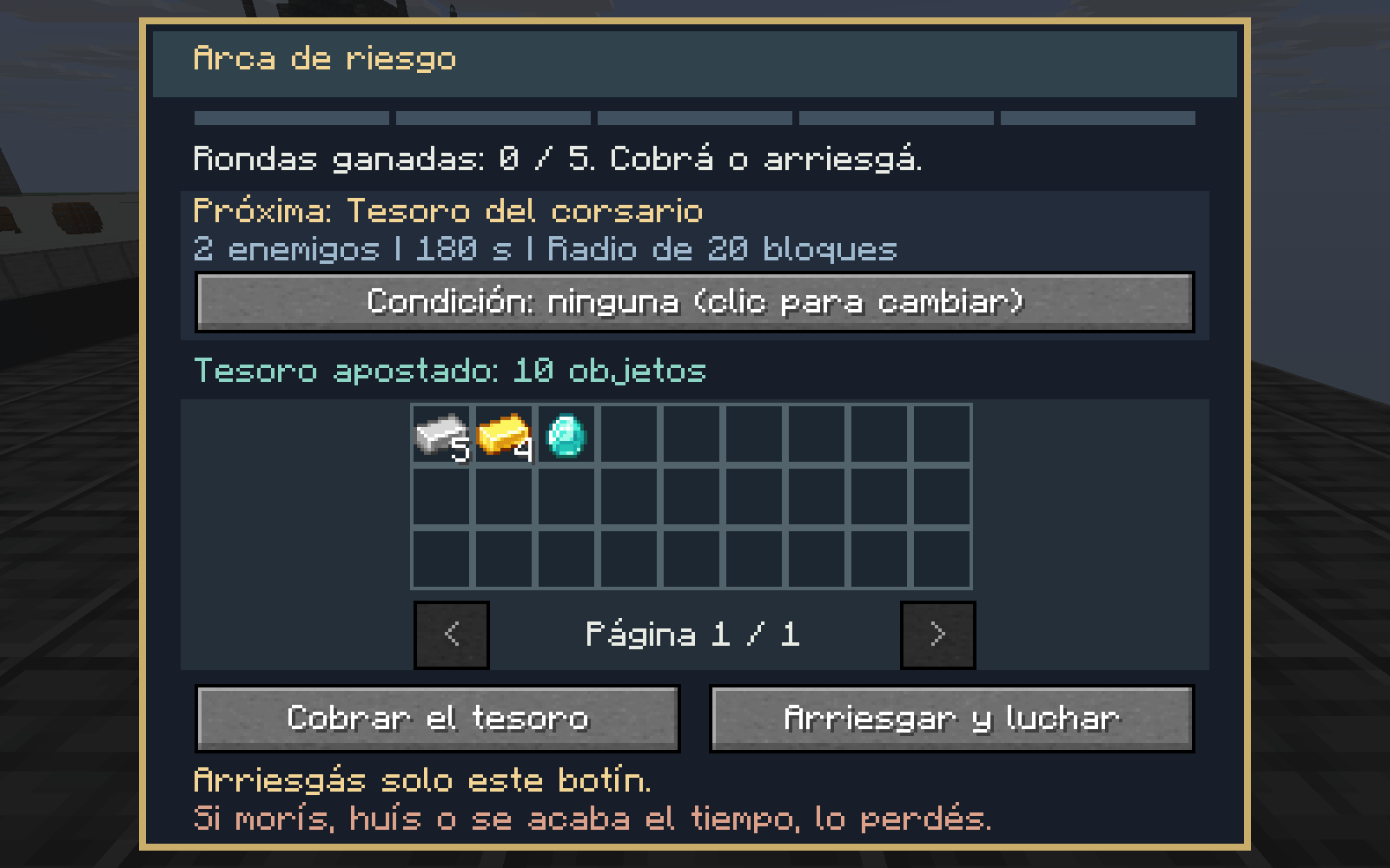 Thumbnail The real Wager Ark menu shows the treasure, the next challenge, enemy count and time limit before you commit.