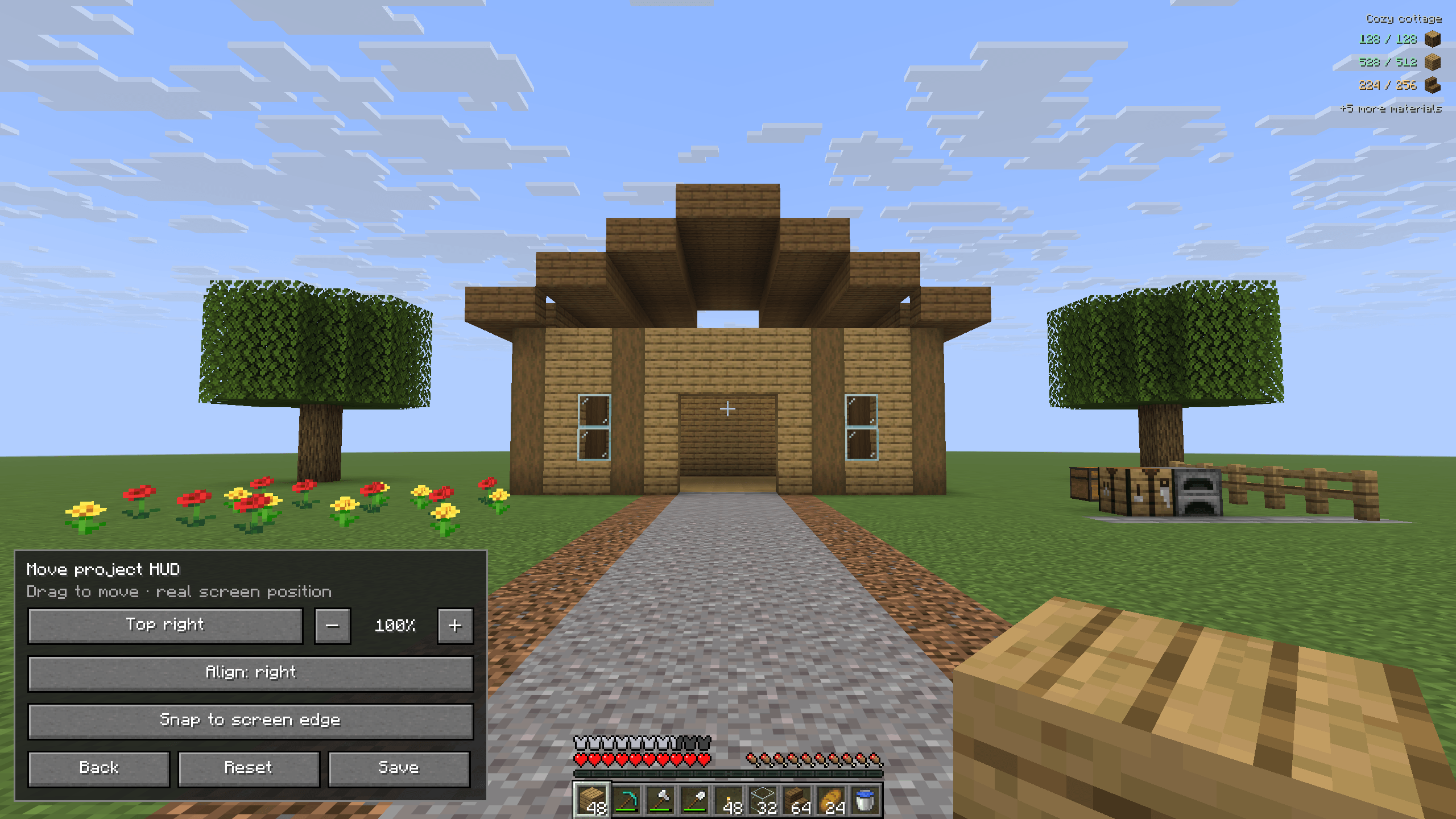 Thumbnail Preview the real HUD while changing alignment, size and position, then save the layout or reset its defaults.