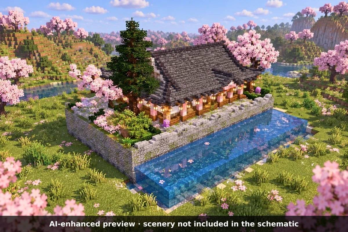 AI-enhanced preview: the scenery around the build is not part of the download.
