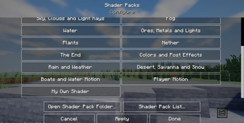 Thumbnail More menus for rain and weather, desert, savanna and snow, boats and water motion, player motion and your own custom shader.