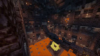 Thumbnail A Bastion in the Nether with the crownlight shader.