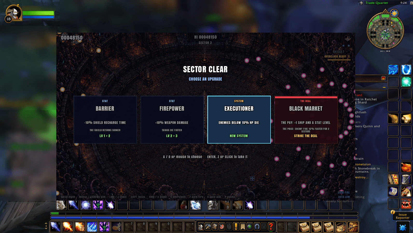 Thumbnail Void Horizon opens as a window over the game world. Esc closes it, and your character stays put while you play.