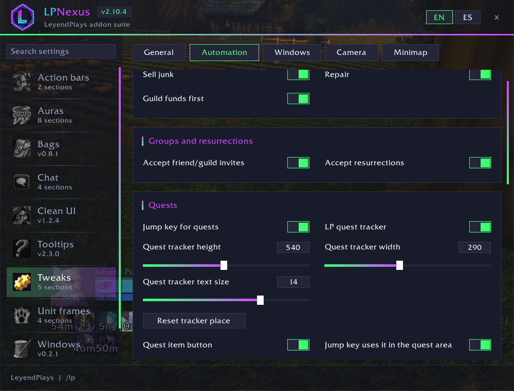 LP quest tracker options