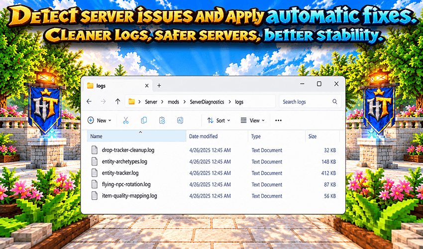 ServerDiagnostics keeps dedicated log files for each diagnostic category, making troubleshooting and long-term server monitoring easier.
