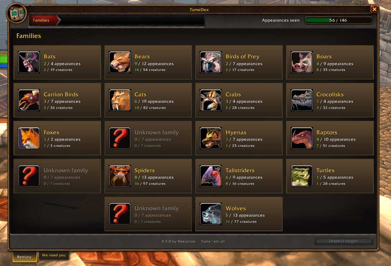 TameDex Pet Families