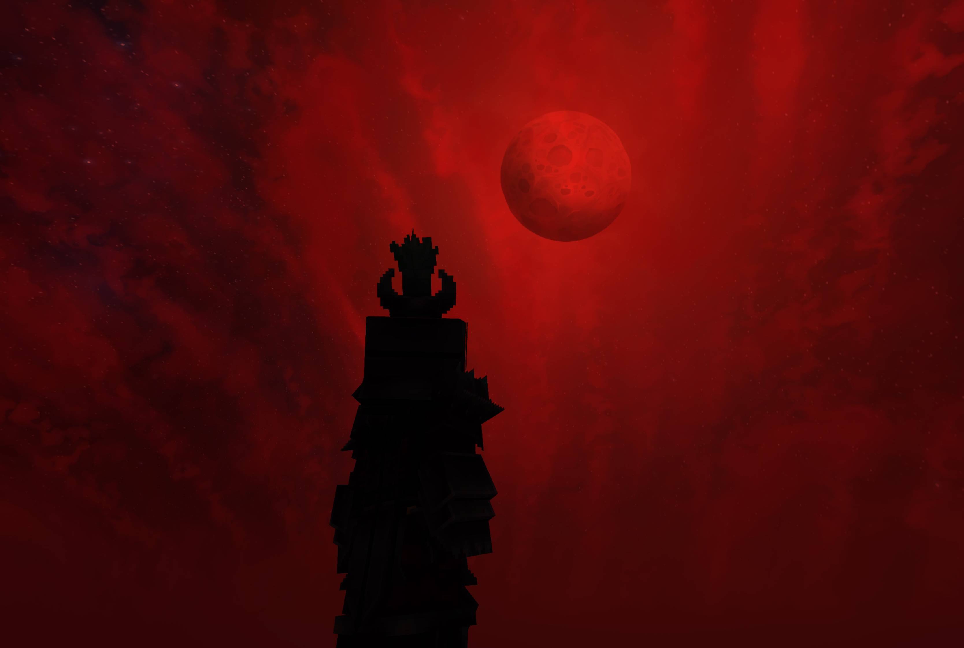The moon rises red