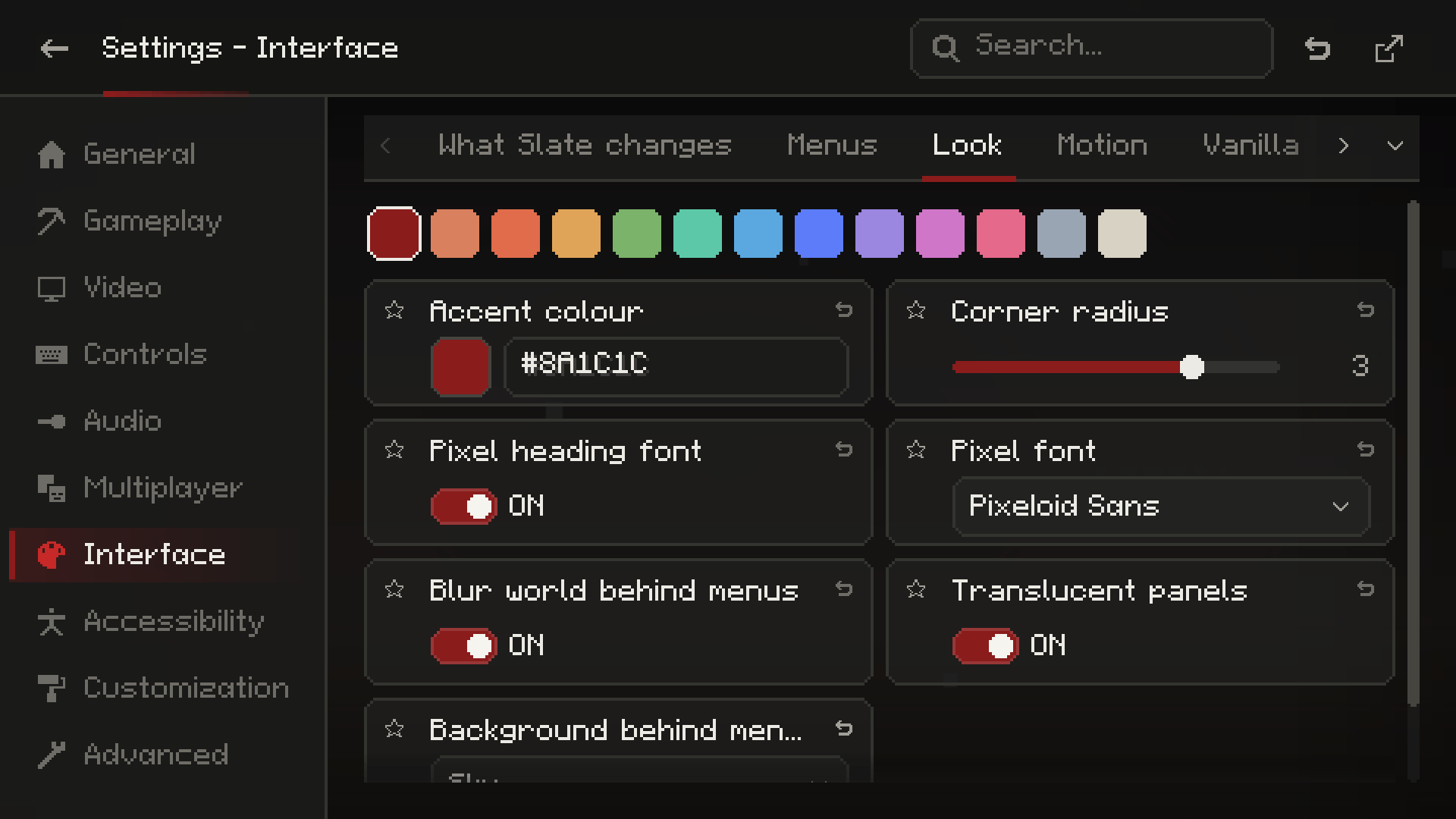 Look settings