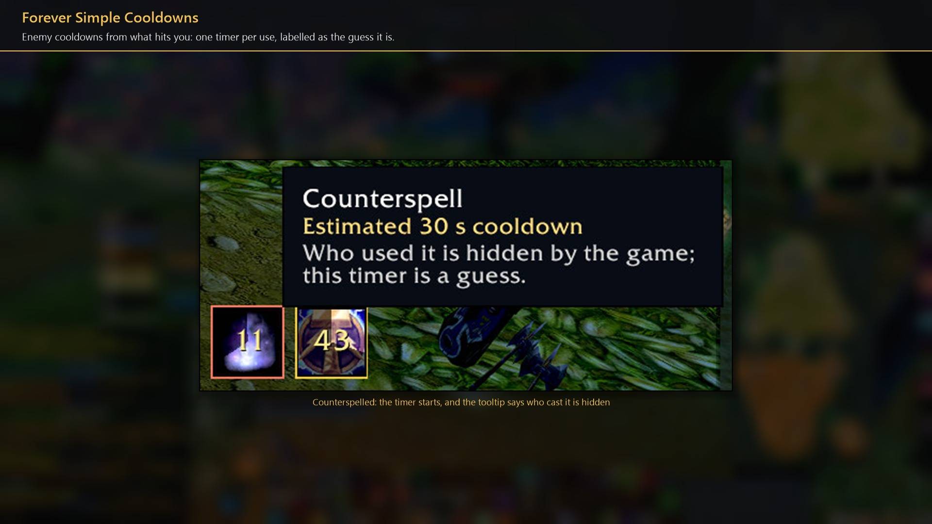 The timer starts when it hits you; the tooltip says the caster is hidden and the time is an estimate.