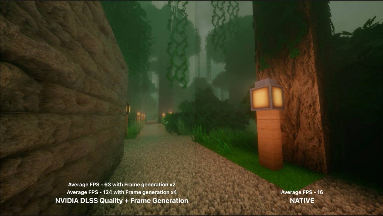 Frame Generation at a glance. Makes the decisive decision. Up to more than 7x FPS boost with frame generation x4.