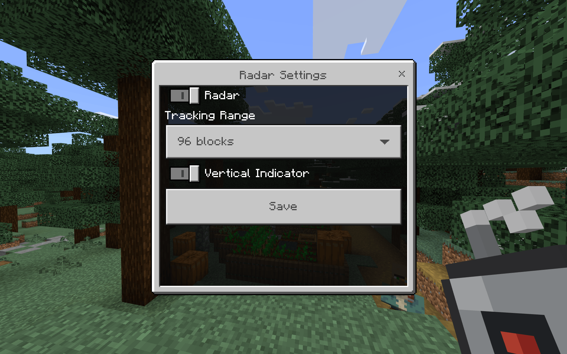 Radar Configuration item opening Radar Settings