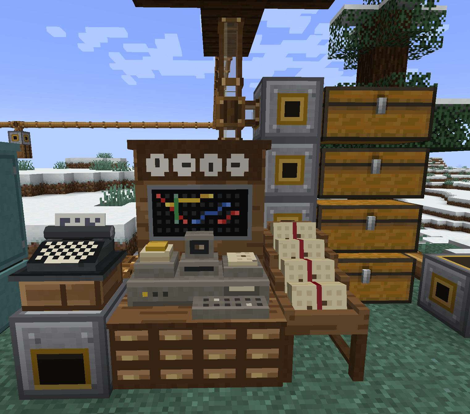 Thumbnail The first type of storage machines, the Punch Card Tabulators, use cards to mark stations, and see their total items.
Items take time to deliver via the tubes.