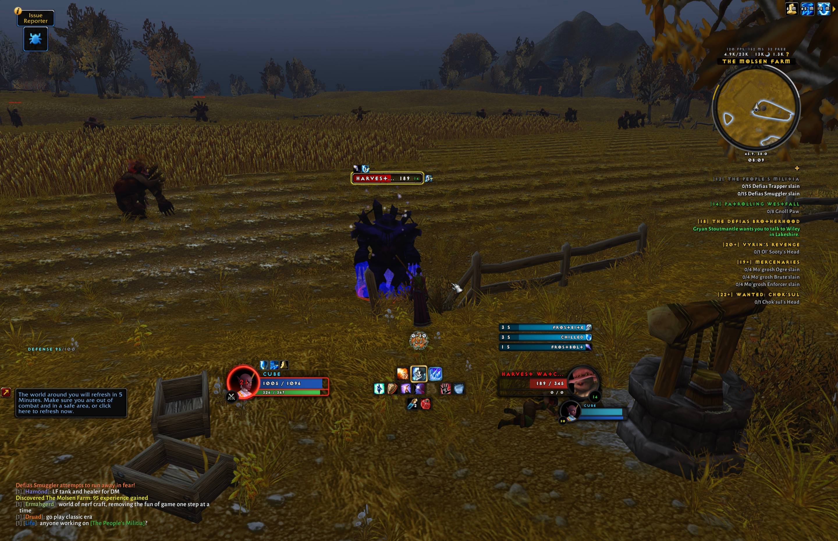 Your debuffs as bars over the target, a proc in the middle of the rows, the target’s target.