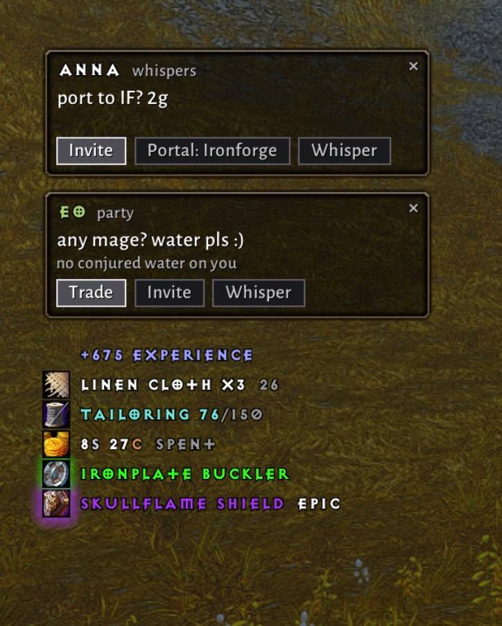 Thumbnail The loot feed, with request cards for water and a portal above it.