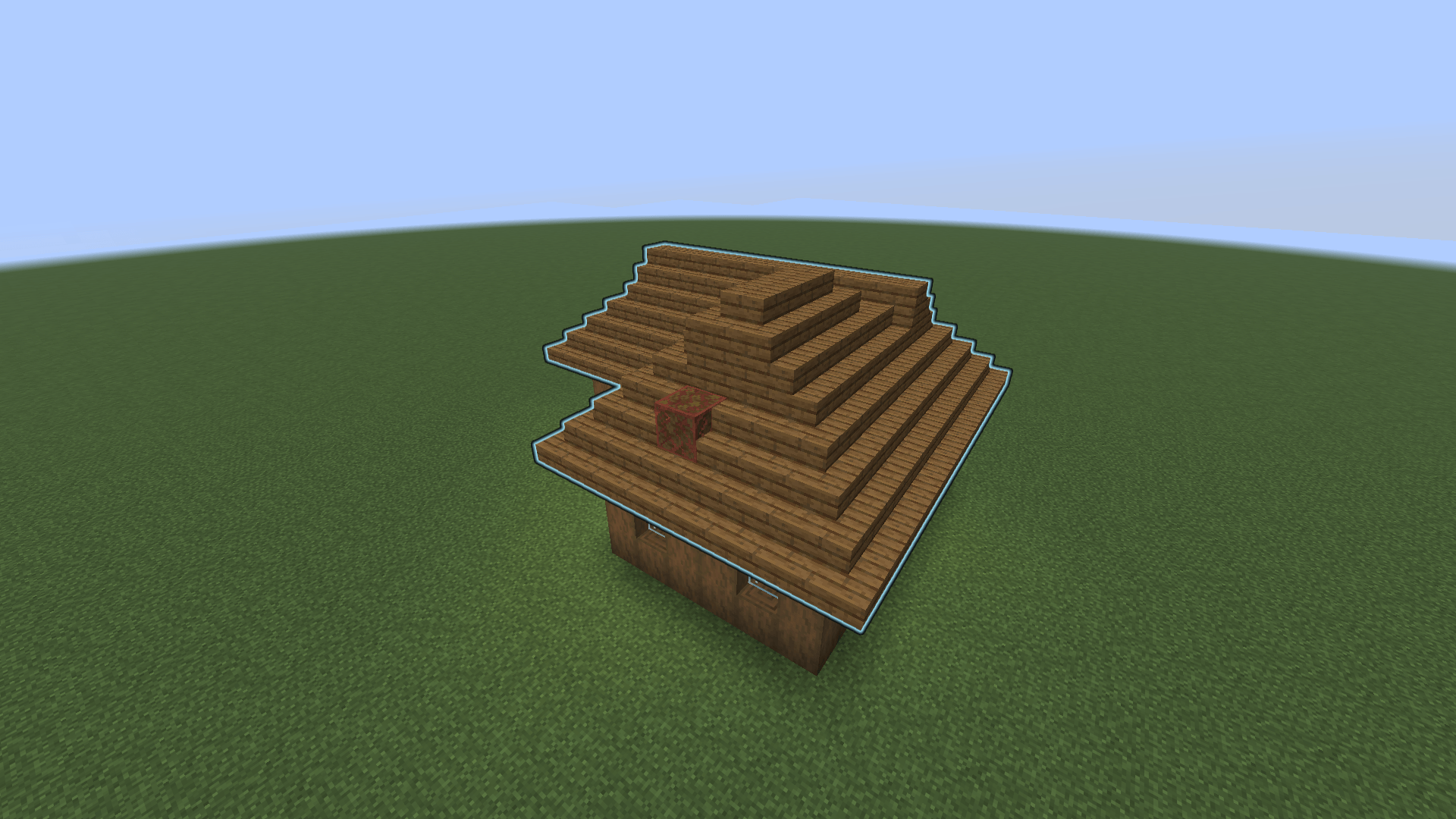 Thumbnail A glowing ghost of the roof; blocks in the way show as red glass and are skipped.
