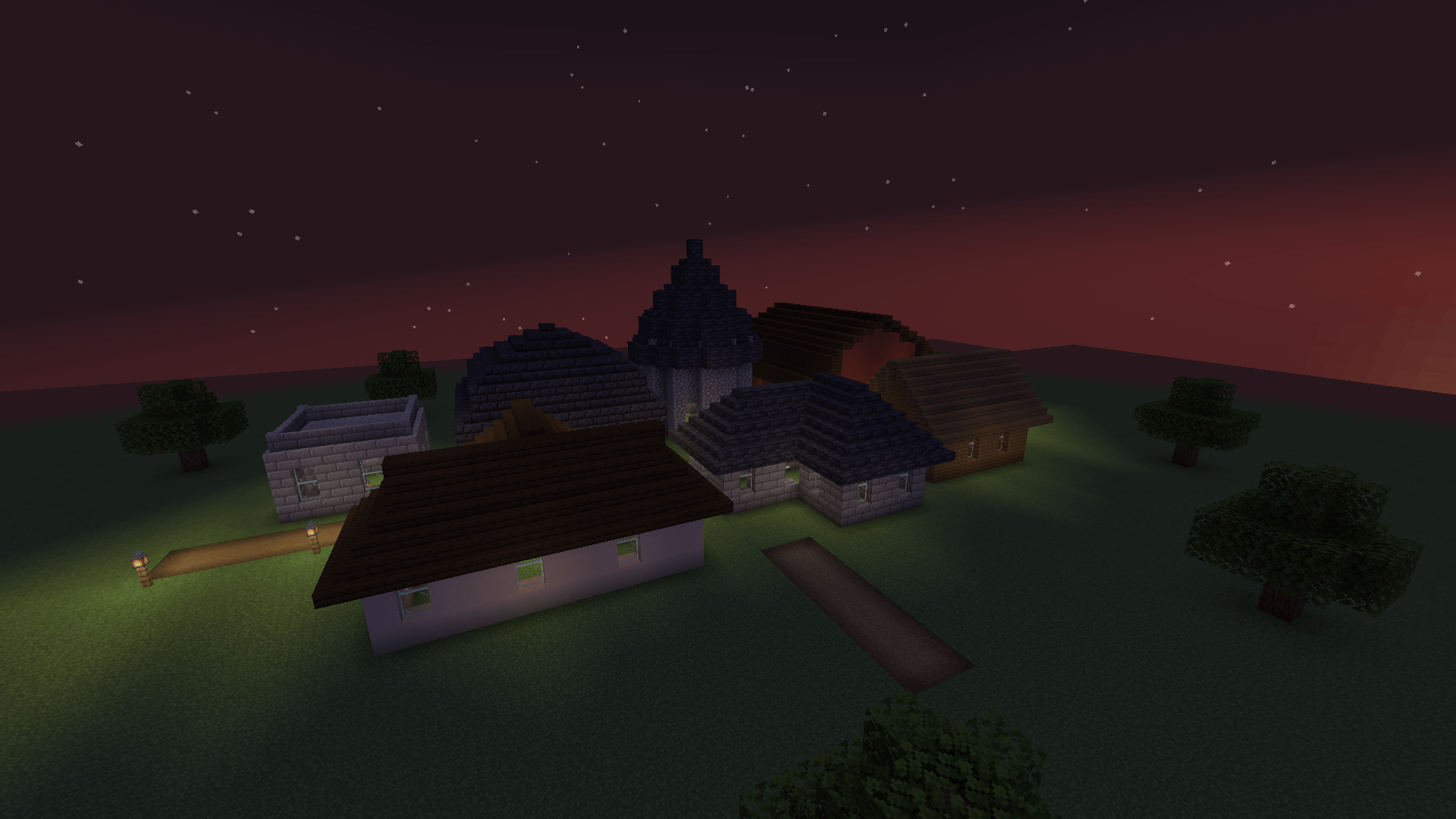 Thumbnail The roofed village at sunset.