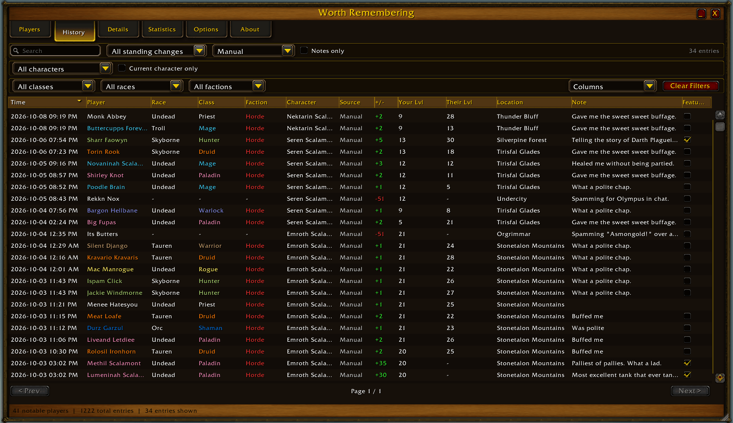 The History tab