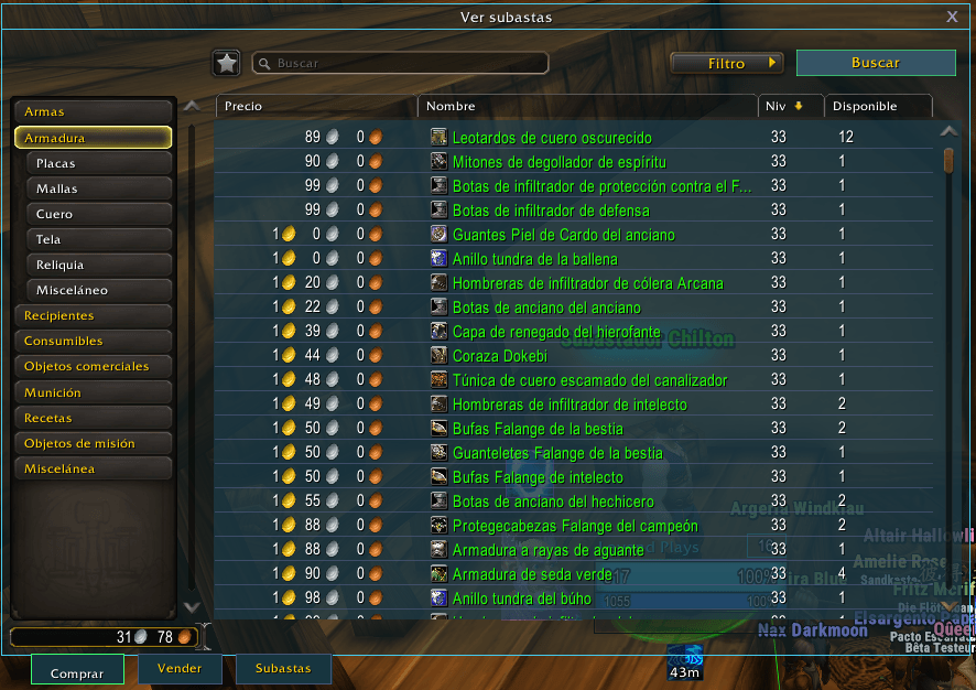 LP Panels: auction house, item level column