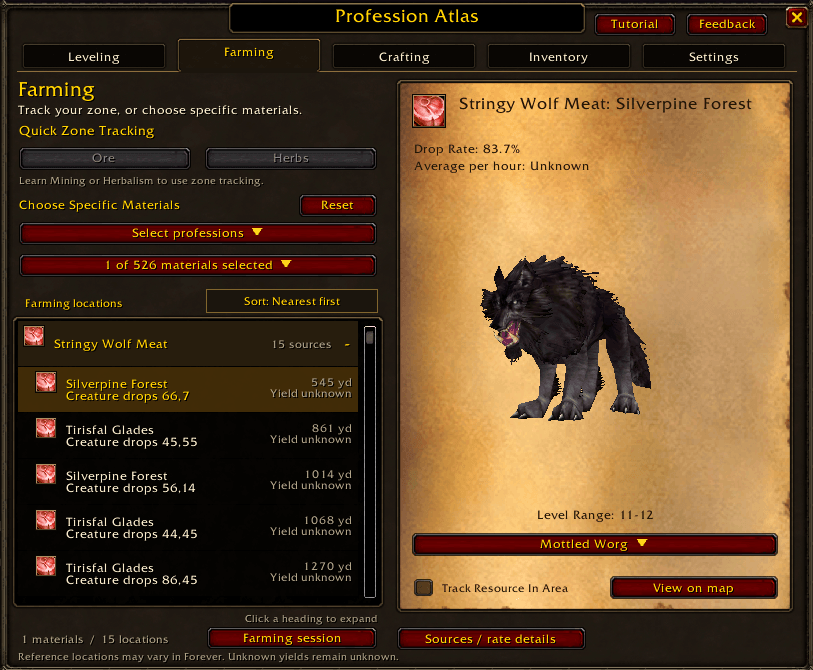 Thumbnail Need Stringy Wolf Meat for Cooking? Compare locations, preview a creature and choose an area to track. Drop chances are reference estimates.