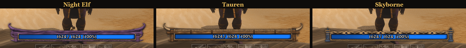 The Night Elf, Tauren and Skyborne caster trims
