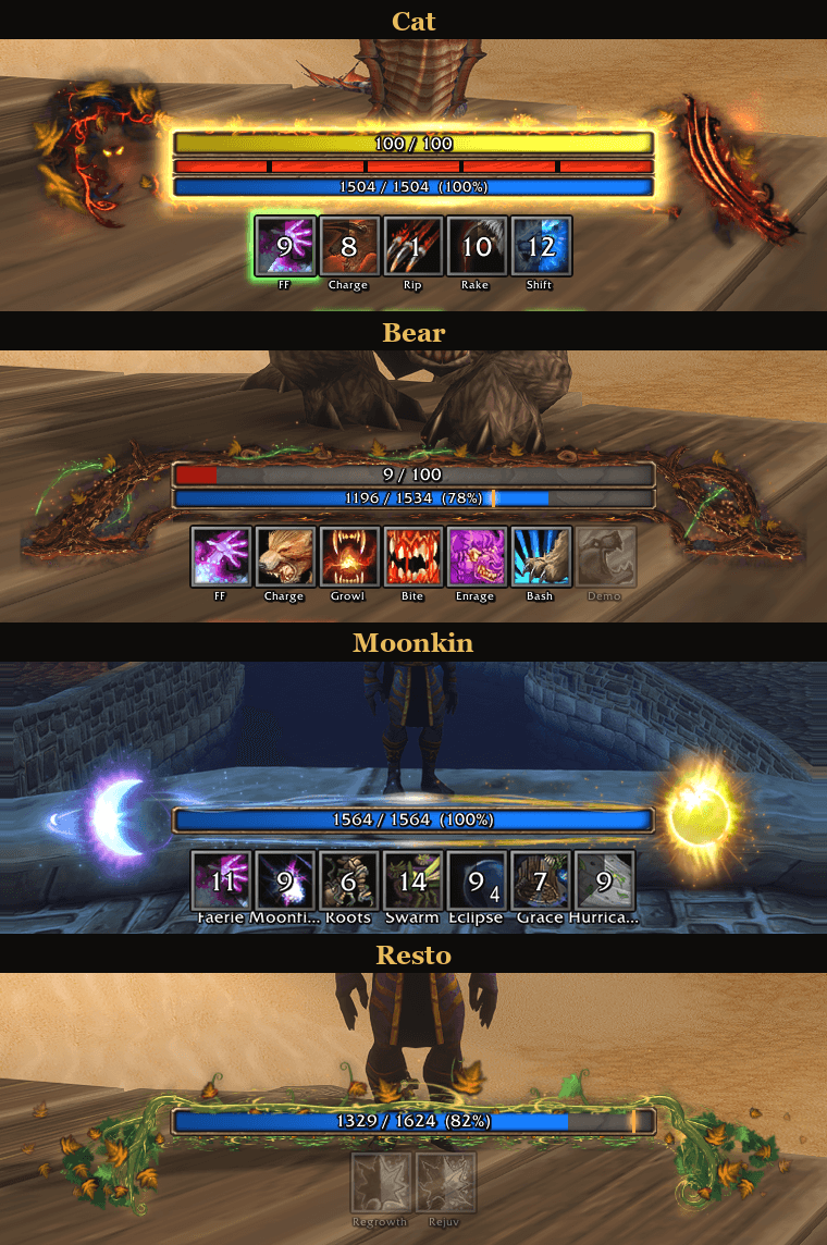 The Wildshape trims for Cat, Bear, Moonkin and Resto