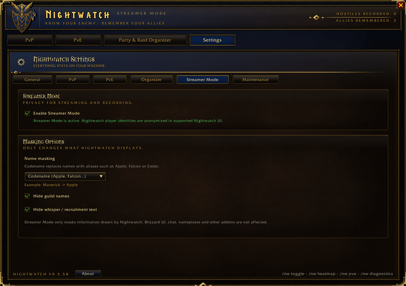 Streamer Mode for Alliance