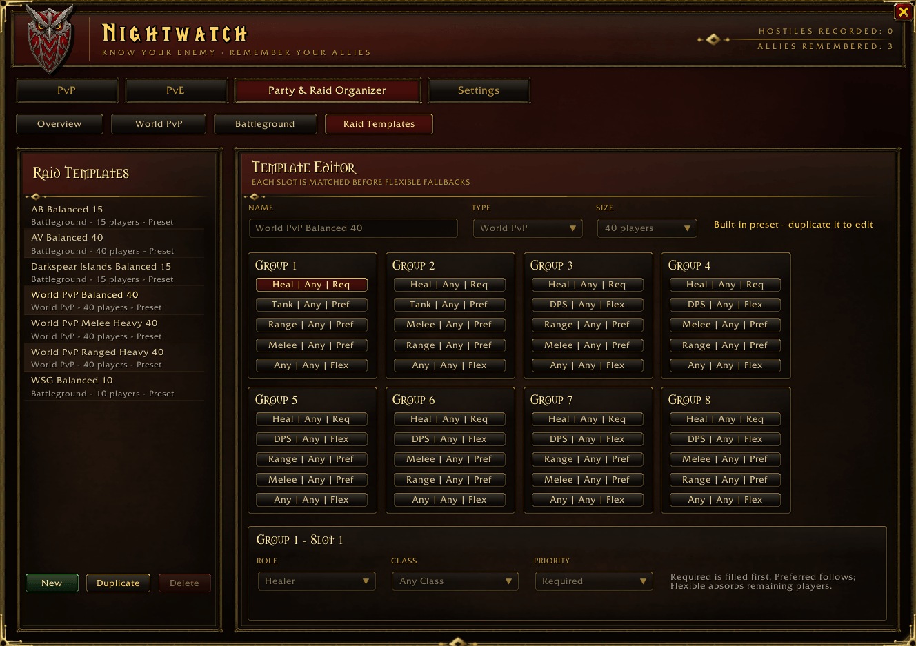 Raid Template for Horde