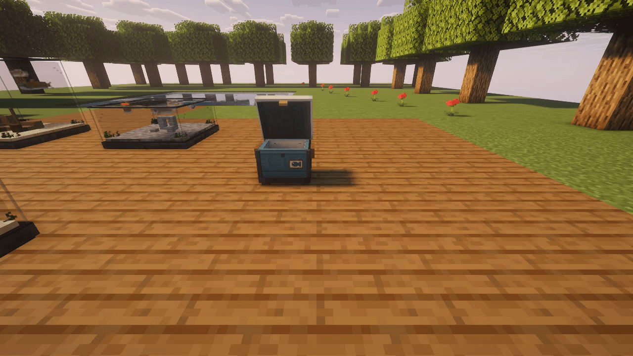 Thumbnail Place the cooler with Sneak + Use. Its lid opens and closes with an animation.